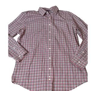 GAP button down button up dress shirt plaid slim fit red/gray NEW XL 100% cotton